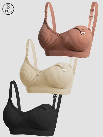[Selected 3pcs Set] Comfortable Bandeau Bra for Women Tube Top Style with Ribbed Fabric And Elastic Support Perfect for Daily Wear Seamless Bandeau Bra for Women Strapless Wireless Tube Top with Removable Pads Super Stretchy And Soft Fit