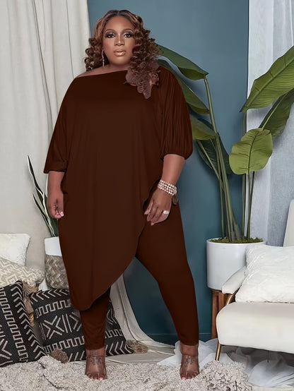 Plus Size, 1pc Plus Size Women's Clothing, Elastic, Soft And Comfortable, Skin-friendly And Breathable, Simple But Elegant, You Can Casually Match with Flats Or High Heels, Suitable for Leisure, Shopping, S,, And So On