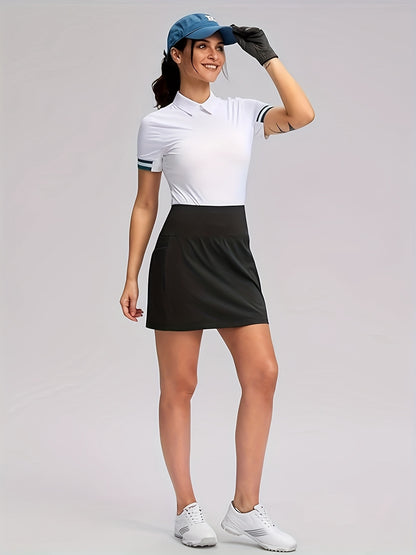 Women's Golf Skirts Skort 4 Side Pockets High Waisted Stretchy Tennis Skirt with Short Athletic Casual