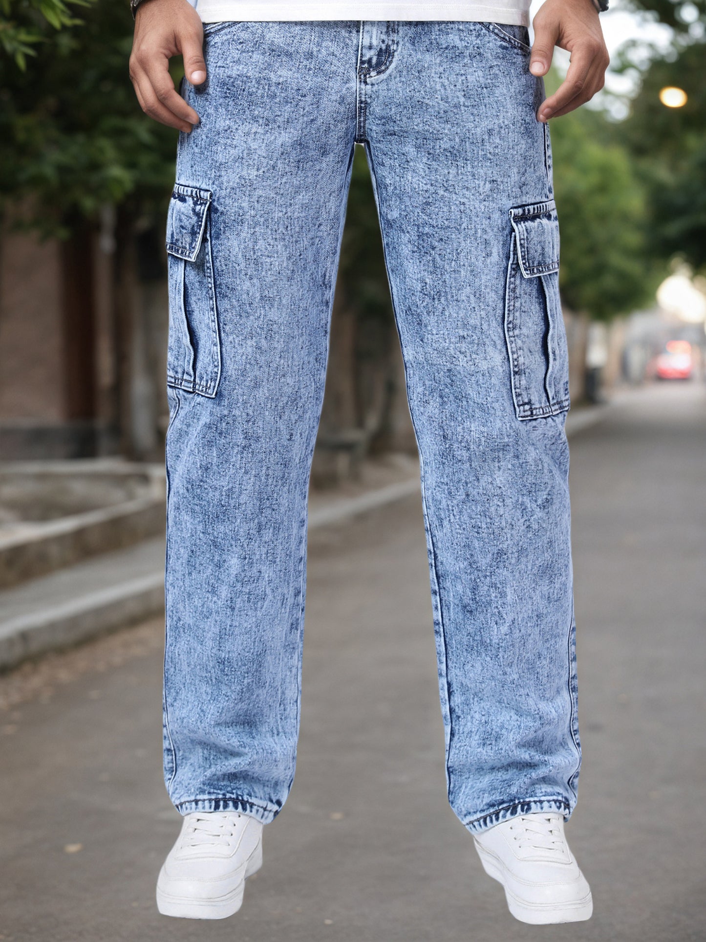 Men's Workwear Jeans: Multi-pocket Design, Loose Straight-leg Fit. Casual Street Style, Comfortable and Versatile, Suitable Casual Outfits, Fashionable Long Pants Straight-leg Jeans Durable Fabric, Suitable All Seasons