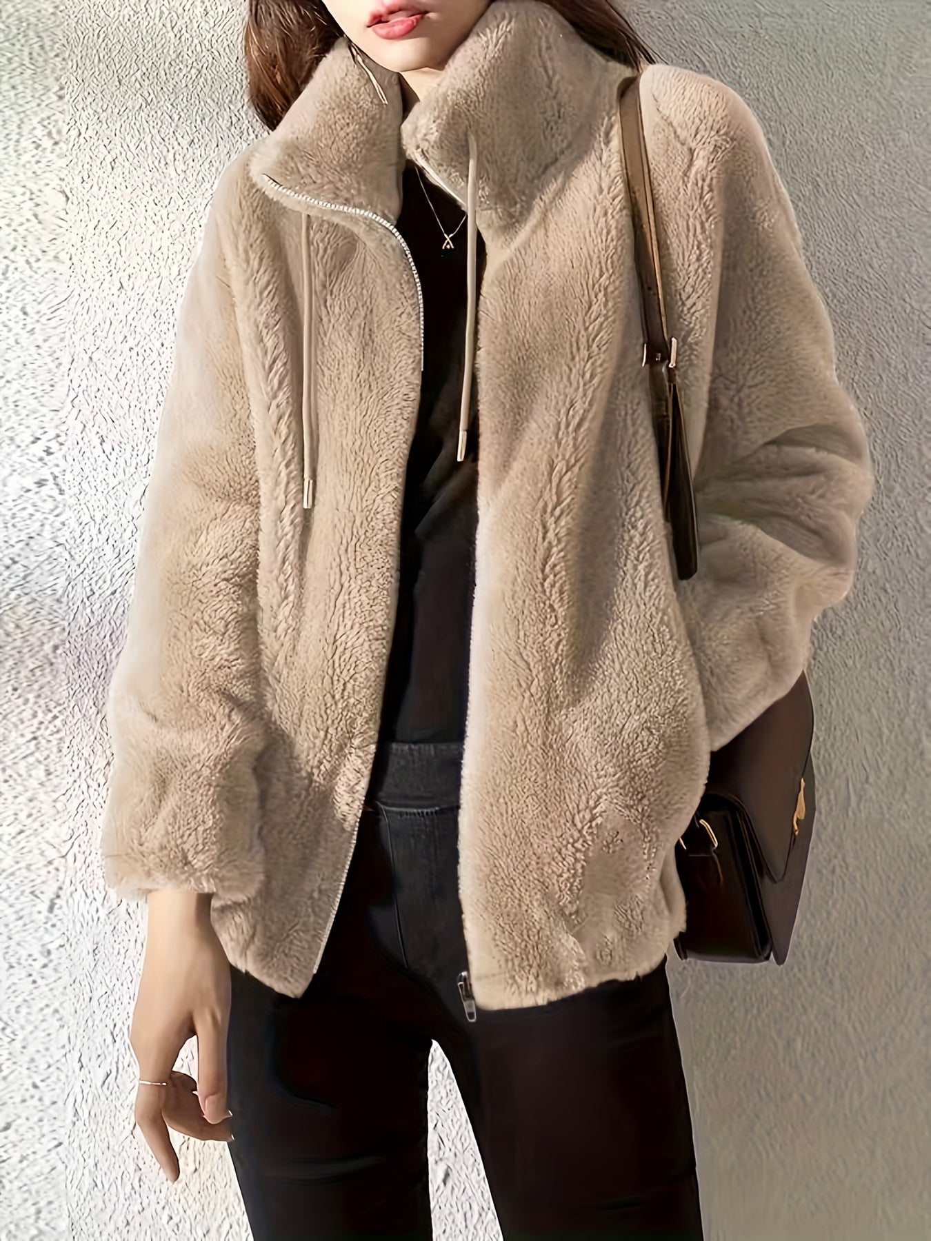 Women's Dark Brown Polyester Jacket - product view 3