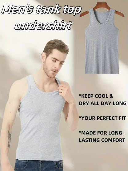 3pcs Simple Tops Pure Cotton Men's Vests And Tops Include Black, White And Gray, Suitable for Daily Wear, Sports, Going Out, Beach And Other Scenes, Spring And Summer Seasons