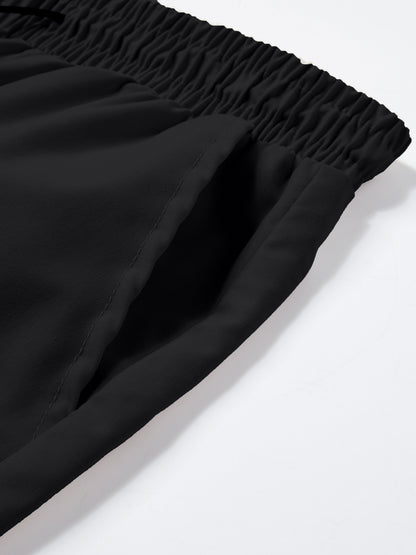 Lightweight Breathable Cargo Trousers for Men, Featuring an Elastic Waistband with a Drawstring, Loose Wide Legs, Multiple Pockets, And Quick-Dry Fabric, Ideal for Outdoor Hiking, Streetwear, Everyday Use, And All-Season Fashion