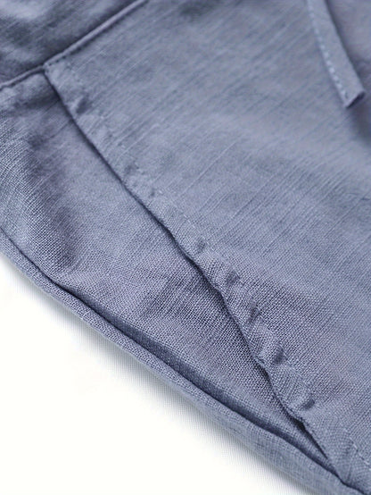 Women's Linen Pants - Summer High Waist Straight Leg Pants with Drawstring | Casual Beach Palazzo Pants | Boho Vacation Trousers for Travel