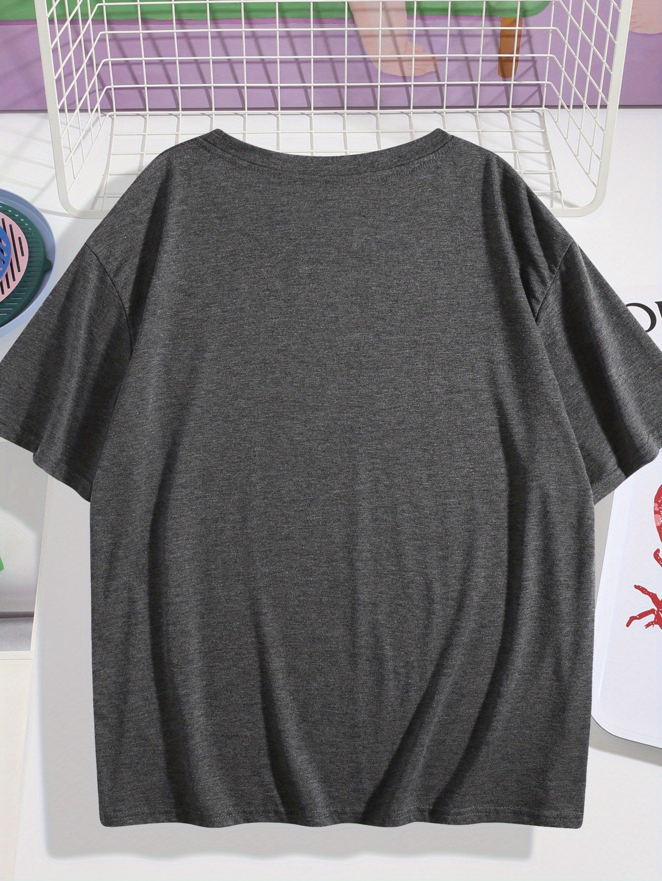 Women's "I Feel Like This" Printed Round Neck Short Sleeve T-Shirt - Soft Casual Gray Tee with Subtle Print, -Line Regular Fit for Spring Summer Fall Layering, Blouses - 180G