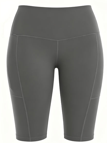 4pcs Women's High-Waisted Yoga Shorts with Pockets, Stretchy Fitness Running Cycling Workout Shorts with Tummy Control