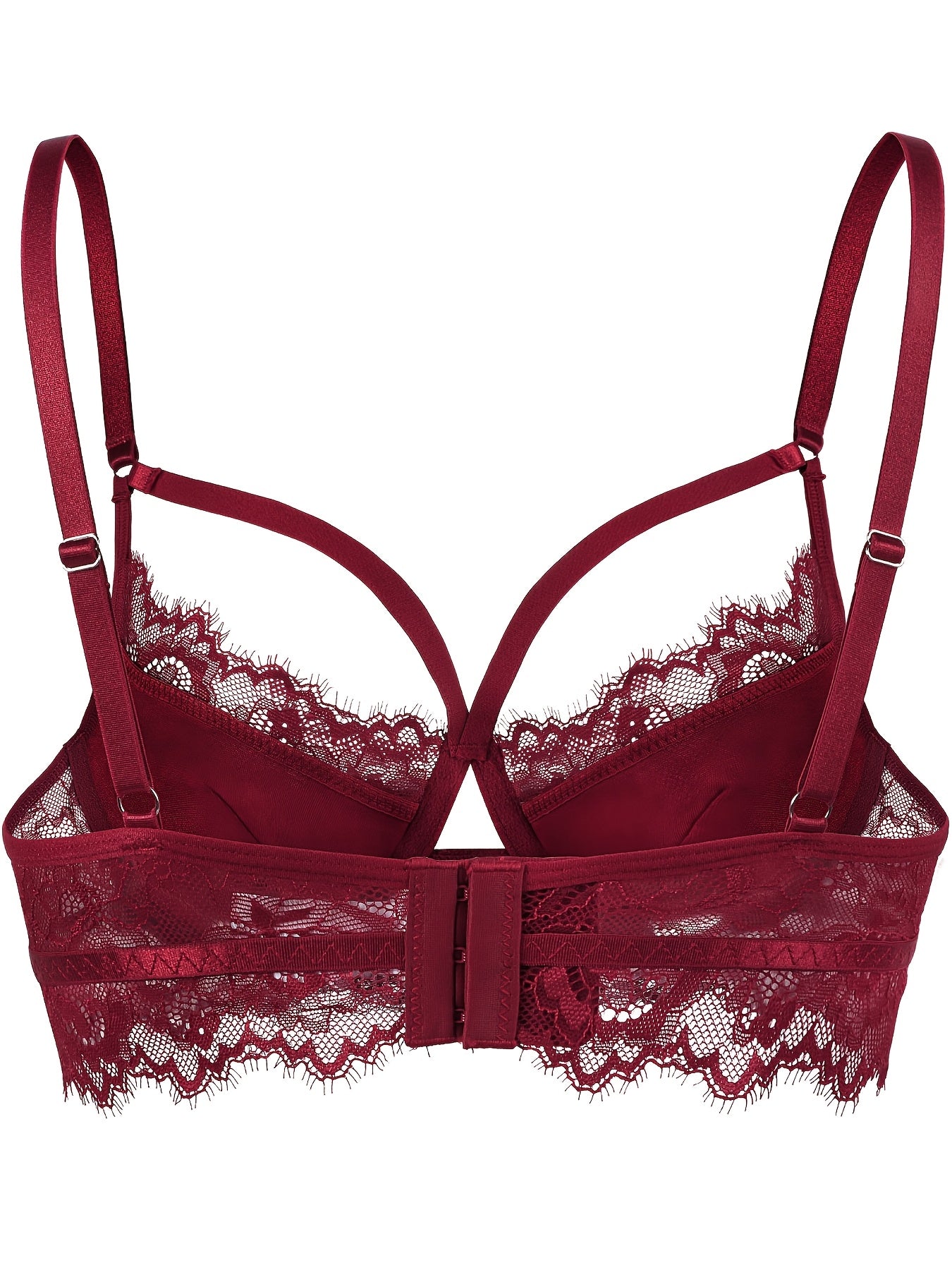 Elegant Women's Lace Gathering Bra Fashion Cross Strap Hollow Out Design Casual Daily Bra