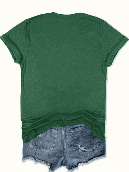Women'S Summer Retro 70s Printed Crew Neck T-Shirt, Loose Fit, Comfortable Fabric, Daily Casual Top