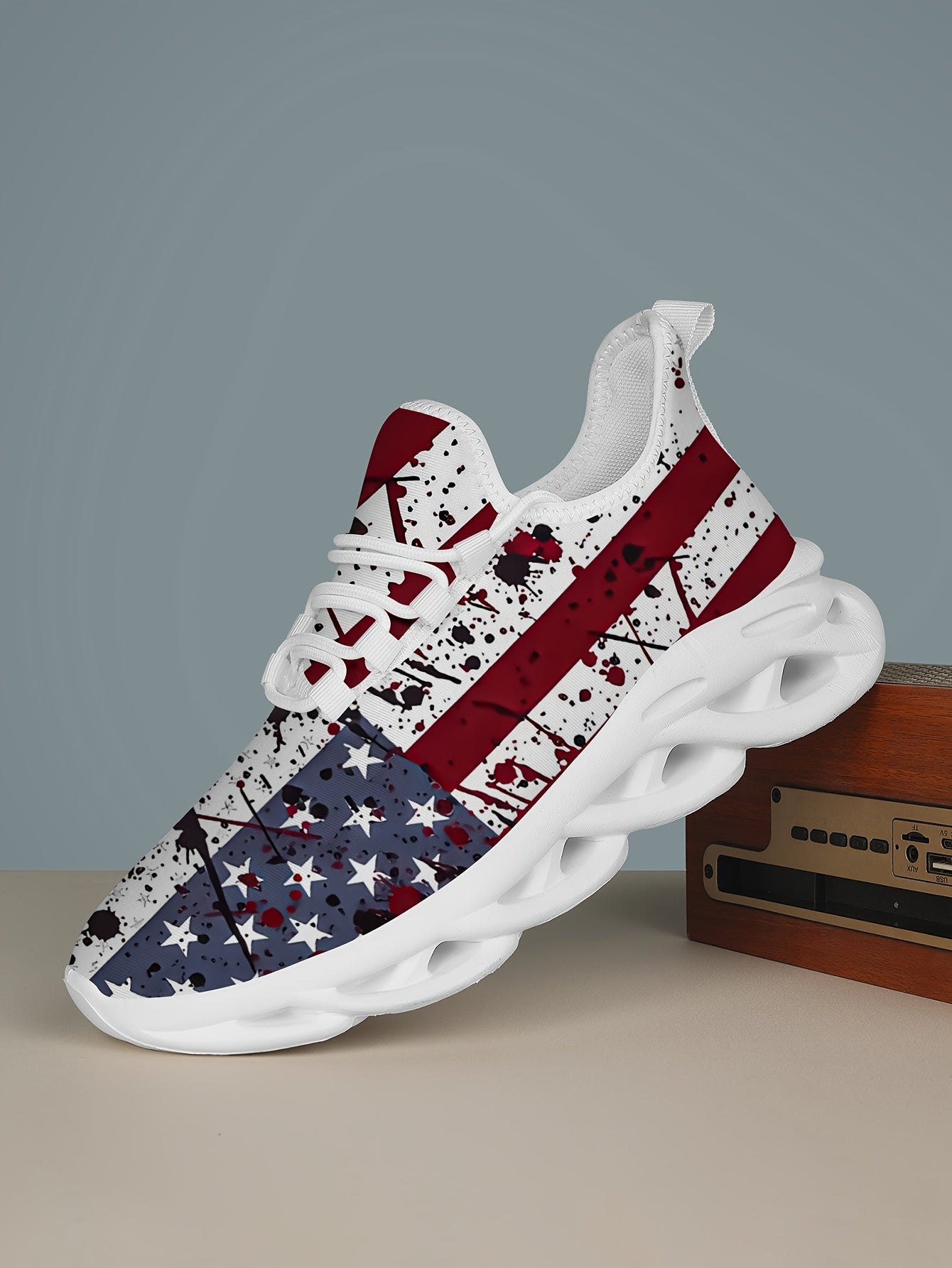 Men'S Casual Sports Shoes, Featuring a US Flag Print Design, Are Trendy And Stylish, Lightweight, And Comfortable. They Are Perfect for Outdoor Street Sports As Well As Daily Wear