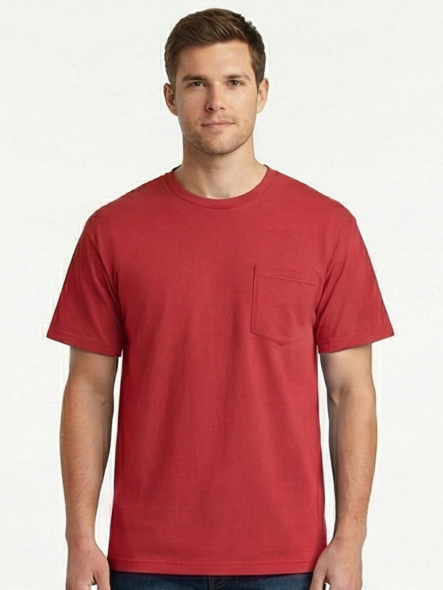 5pcs Men Unisex 100 Cotton Pocket T Shirts Short Sleeve Crew Neck Loose Fit Solid - product view 20