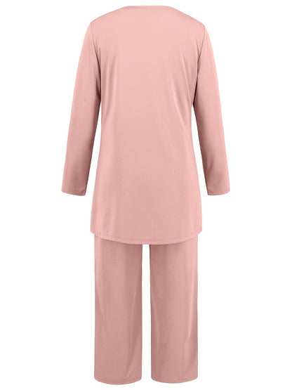 ZAFUL Women's Casual Business Long Sleeve Cardigan, V-Neck Vest Top, Straight Leg Trousers, Fashion Commuter Three-Piece Suit
