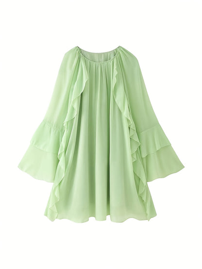 Chic Elegant Women'S Chiffon Layered Ruffle Loose Dress | Spring Summer Casual Vacation