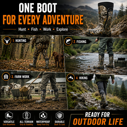 Sneakers, New Upgraded High-quality High Quality Insulated Camouflage Hunting And Fishing Boots, 6mm Neoprene Hunting And Fishing Boots. Durable And Warm Comfortable Outdoor Boots, Suitable for Hunting, Fishing, Hiking, And Outdoor Adventures.
