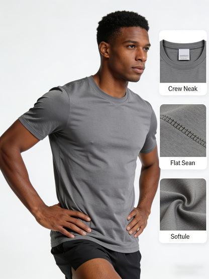 Men's Performance T-Shirt - Round Neck Short Sleeve Streetwear Style 498661