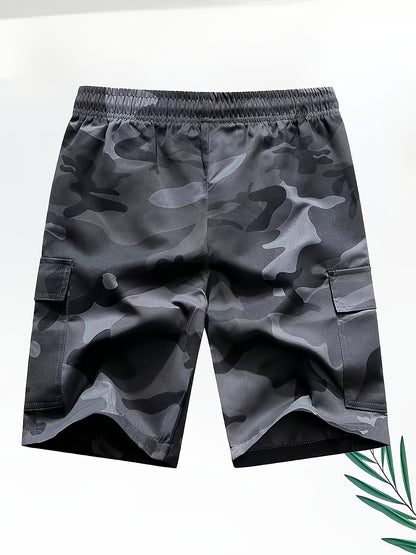 3pcs Set Of Camouflage Work Casual Sports Shorts with Large Pockets, Summer Quick-dry Breathable Shorts with Elastic Waistband, Perfect for Outdoor, for Teenager
