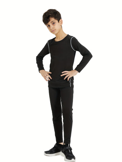 Boys' Sports Compression Set 2pcs Youngsters's Warm Underwear, Perfect for Outdoor