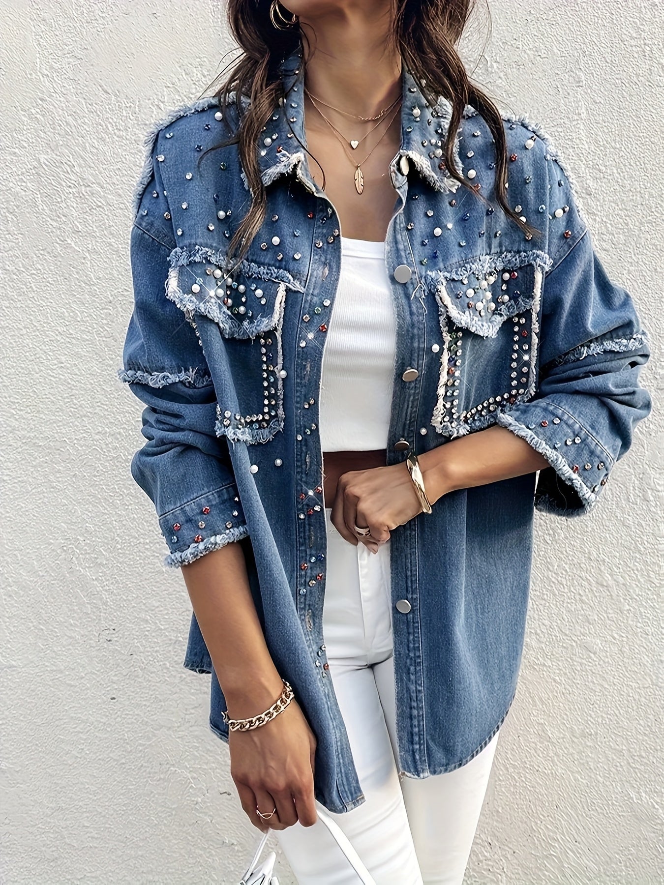 Women's Medium Blue Denim Denim Jacket - product view 2