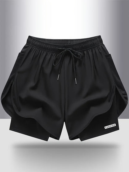 4pcs Summer Women's Casual Sports Shorts, Featuring A Two-piece Layering Design with Letters Suitable for Running And Casual Fitness, Come In Black, Gray, Green And