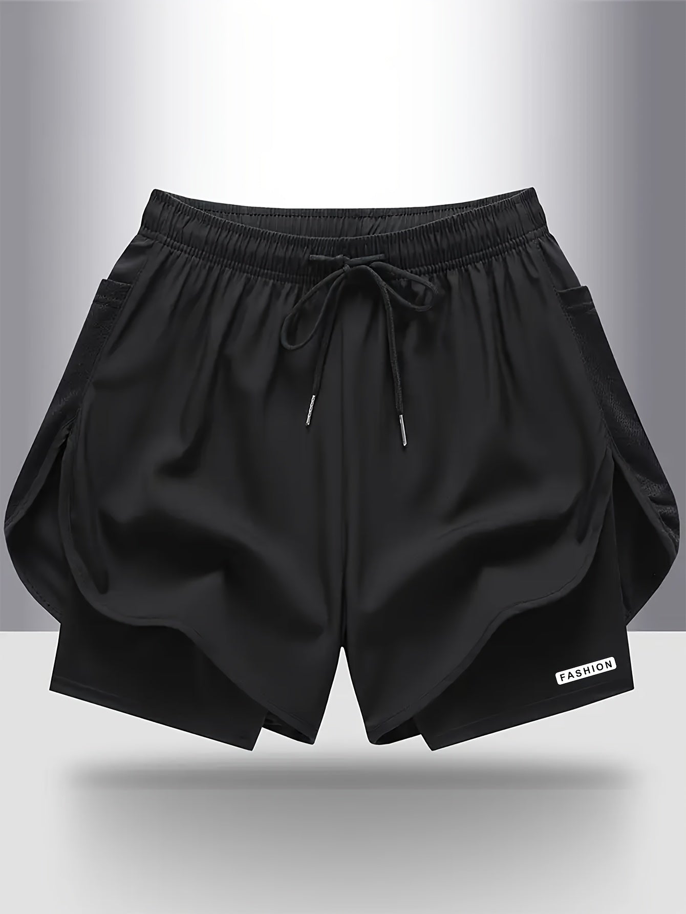 4pcs Summer Women's Casual Sports Shorts, Featuring A Two-piece Layering Design with Letters Suitable for Running And Casual Fitness, Come In Black, Gray, Green And