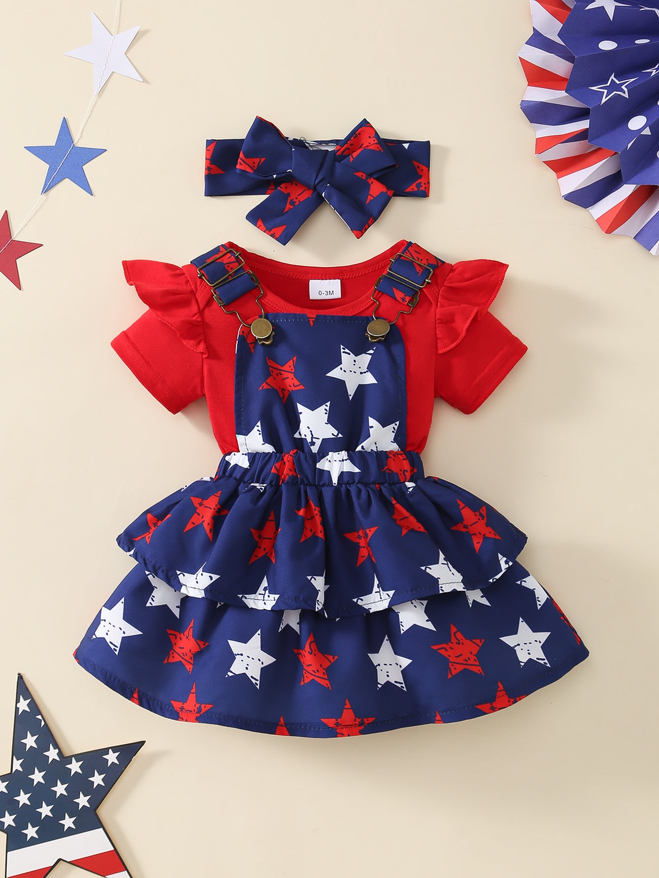 Girl Baby 4th of July Independence Day Outfit; Baby Girl Onesie and Romper Set Holiday Limited Edition, as a Gift, Perfect for Outdoor