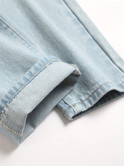Men'S Torn Denim, Retro Faded Tapered Trousers, Basic Design, Slim Cut, Casual Pants for All Seasons, Ideal for Fall And Winter, Particularly for Christmas, Halloween, And Thanksgiving Presents