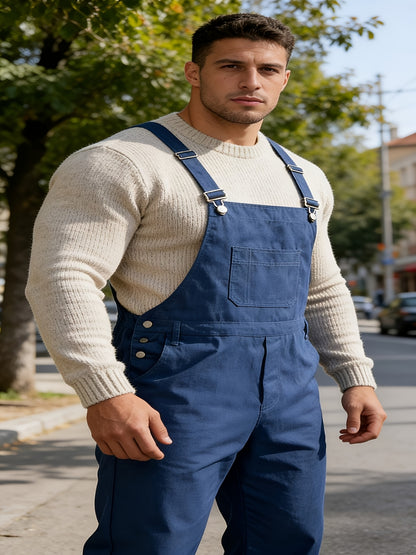 Plus-size Men's Loose-fitting Overalls, Suitable for Plus-size Men. Adjustable Straps, Durable Black Fabric, Suitable for Work And Outdoor Wear., PLUS SIZE