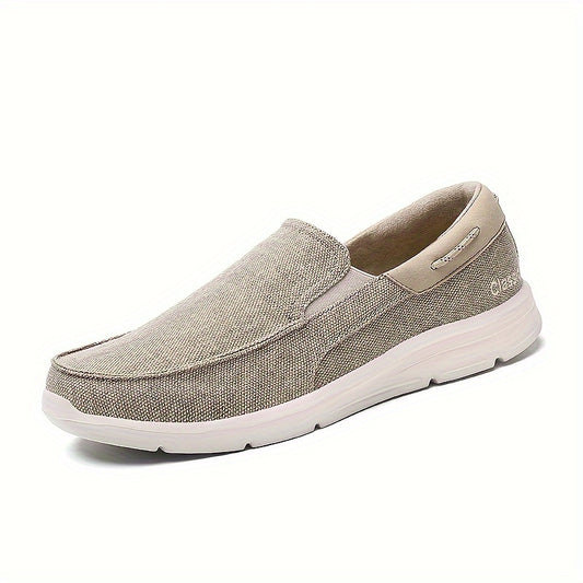 Men's Canvas Breathable Slip On Loafer Shoes Comfortable Walking Sneakers