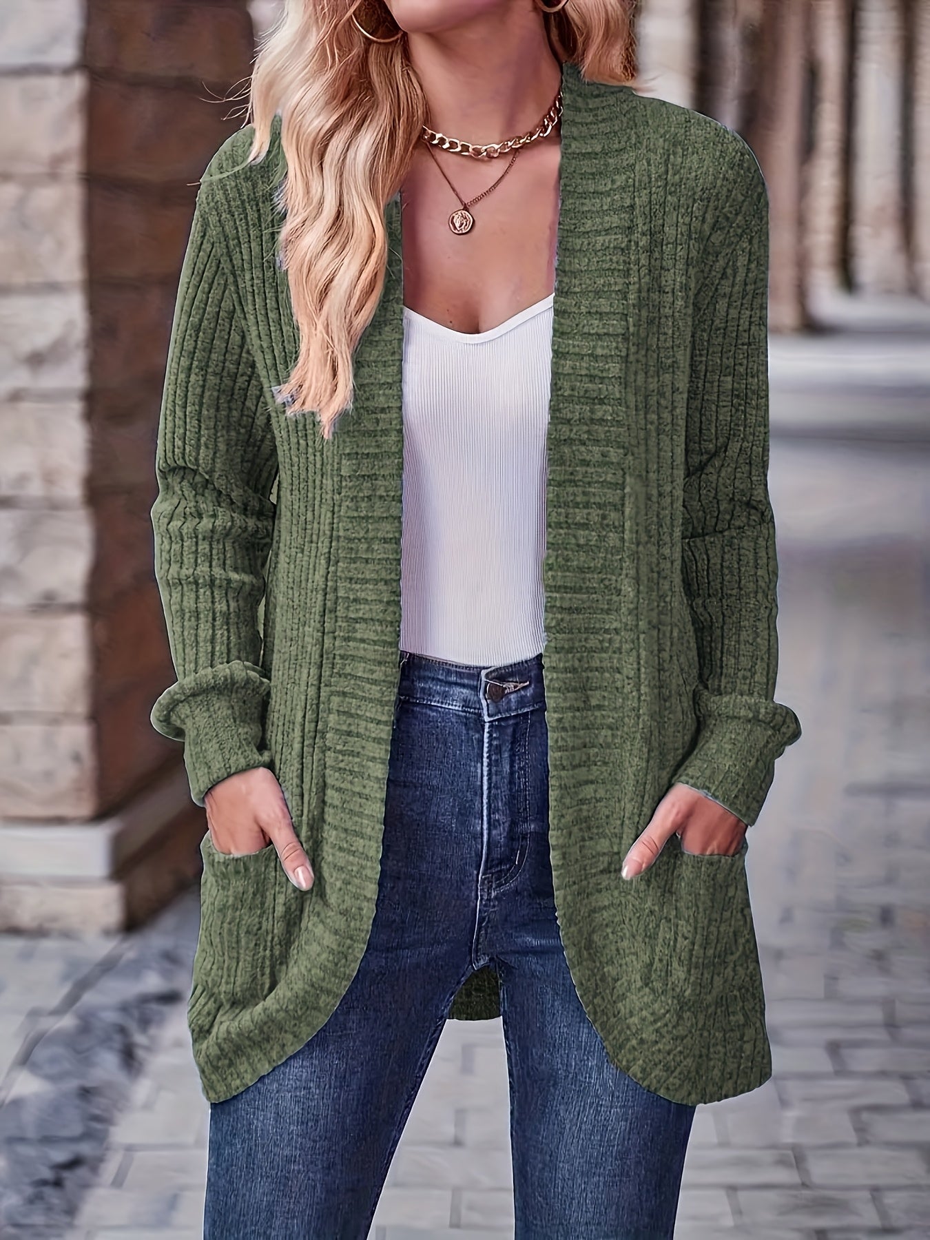 [Orientation] Elegant Orientation + Fashionable Loose Casual Solid Color Thread Pocket Splicing Long Sleeve Blouse