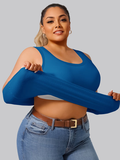 Plus Size - Directional Development Vest Big U Beauty Back 2-In-1 Comes with Coasters Pit Ribbed Base Vest to Wear Outside