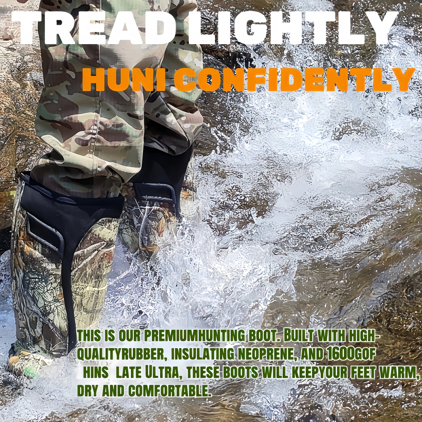 Sneakers, New Upgraded High-quality High Quality Insulated Camouflage Hunting And Fishing Boots, 6mm Neoprene Hunting And Fishing Boots. Durable And Warm Comfortable Outdoor Boots, Suitable for Hunting, Fishing, Hiking, And Outdoor Adventures.
