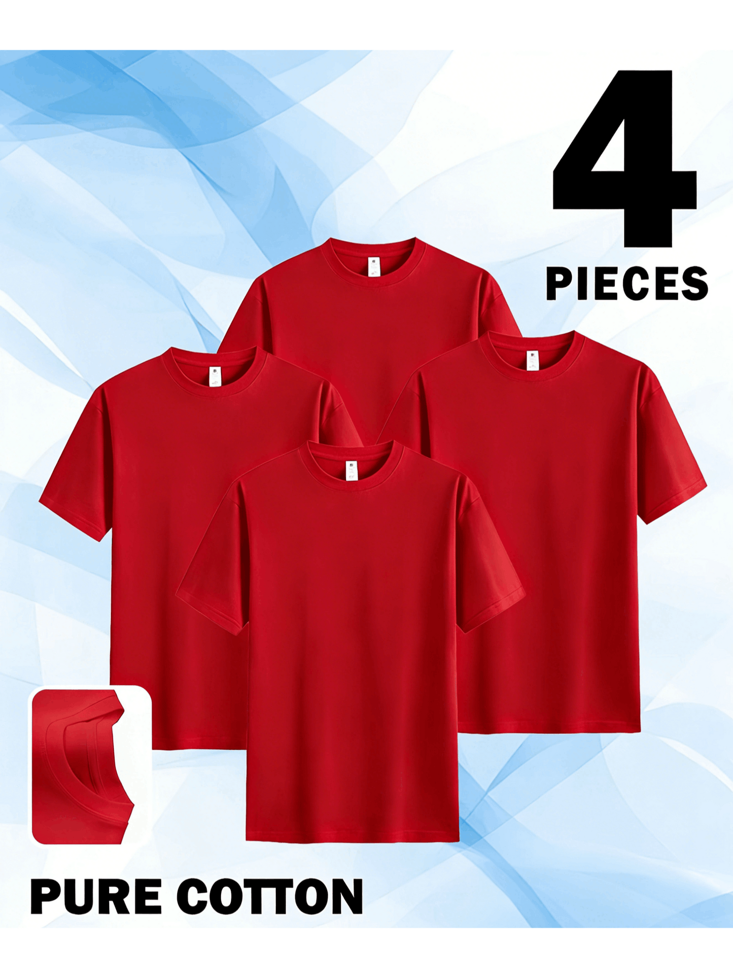 4 Pieces of Unisex Round Neck Cotton T-shirt Basic, Soft, Comfortable And Breathable, Essential for Sports Exercise And Fitness, Daily Casual Trend Wear, Suitable for Summer And Autumn, Local Warehouse Delivery