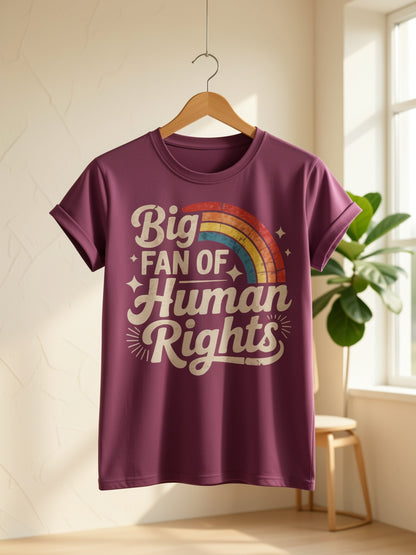 Women'S Short Sleeve T-Shirt, Christmas Women'S Clothing, Thanksgiving, Christmas Gift- Blend Human Rights Fan T-Shirt with Rainbow Pride Design Retro Font Statement T-Shirt, Suitable for Unisex Street Fashion Trend Graphic Top