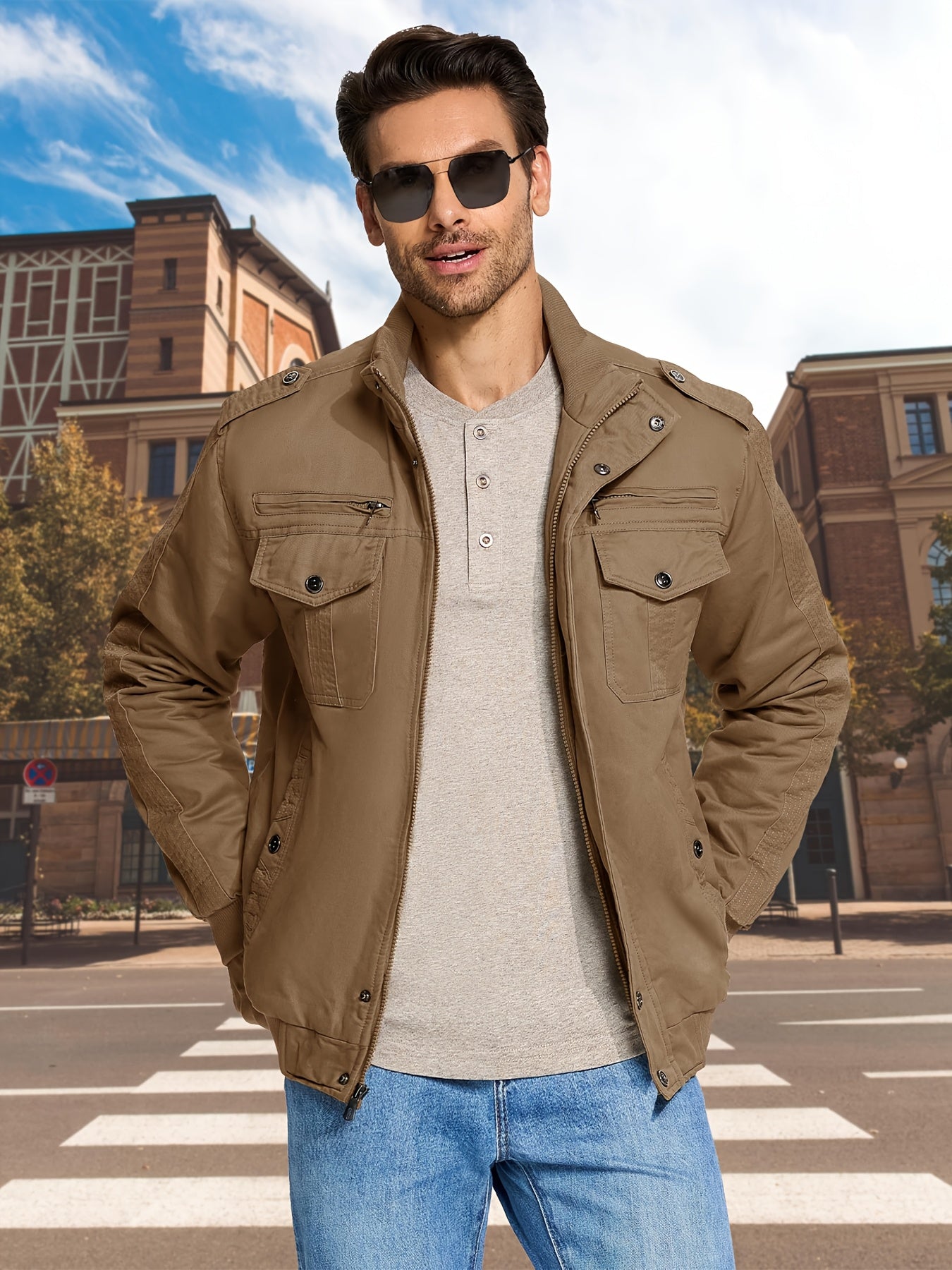 Men's Black Cotton Cargo Jacket - product view 27