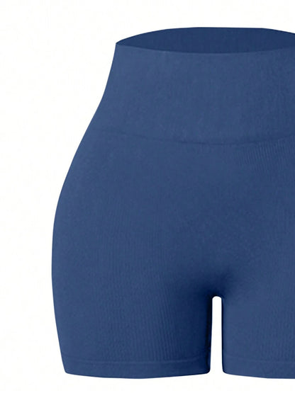Three Sets of Seamless Women'S Sportswear Suits, Featuring High Elasticity, See-Through Back Bras And Tight-Fitting Short Pants for Enhancing Buttocks