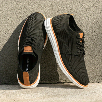 Men's KnitFlex Breeze Mesh Sneaker Oxford Lace-Up Lightweight Casual Athletic Walking Shoes Father's Day Gift