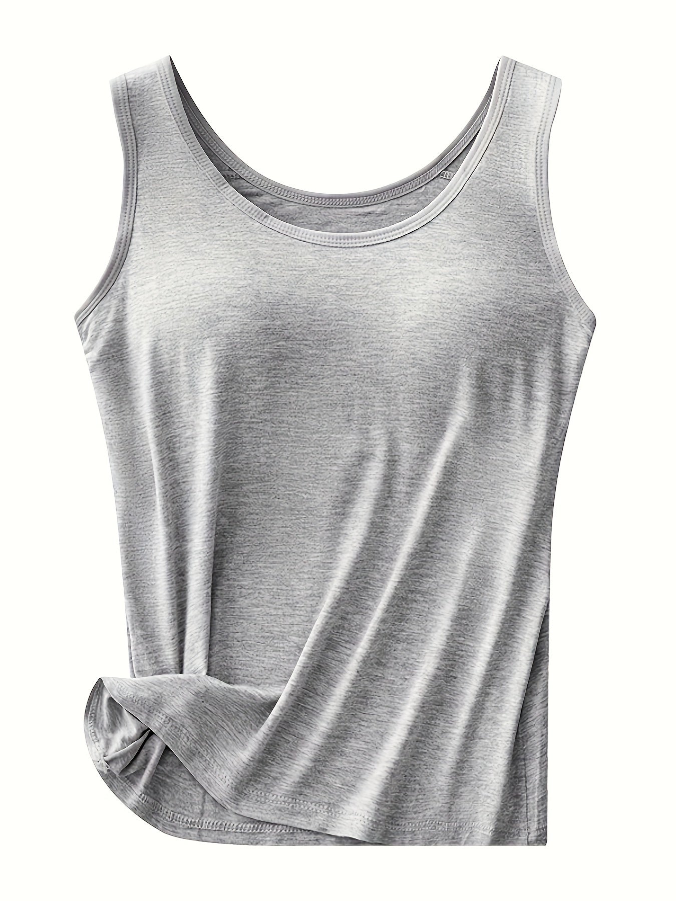 3pcs Pack Women's Camisoles with Built-In Bra - Wire-Free Padded, Breathable Elastic Tank Shirts Suitable for Yoga, Layering Undershirts, Non-Removable Chest Pads, Basic Plain Lingerie for Casual Attire & Underwear
