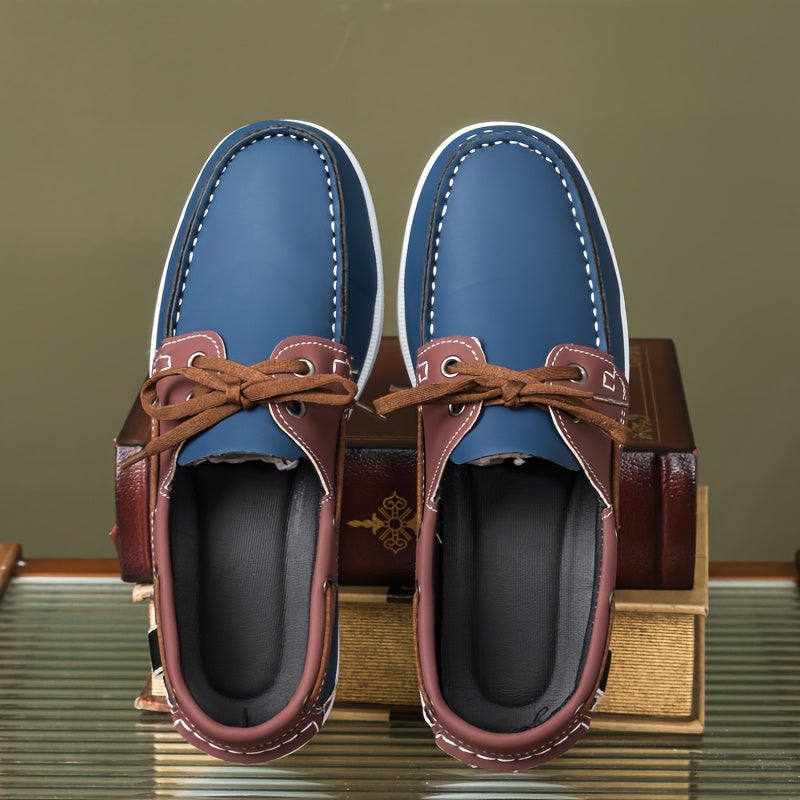 Men's Stylish Color Block Loafers, Comfortable Retro Soft-Soled Sneakers