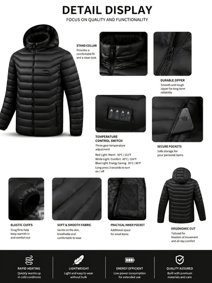 Unisex Heated Pullover Jacket with Pockets, USB Powered (Power Bank Excluded), Perfect for Fall And Winter Outdoor Wear, Halloween Christmas New Year Outfit And Birthday Gift