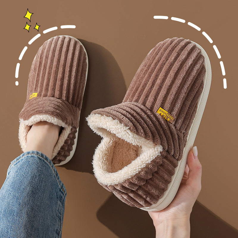 1 pcs Fashionable plush slippers, men's and women's winter indoor fluffy warm plush home slippers, outdoor plush soft fur slippers