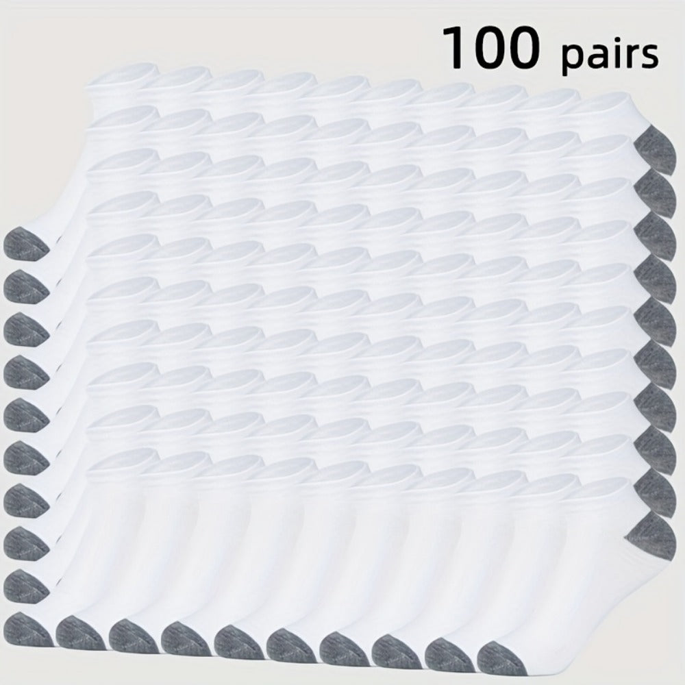 Men's Colorblock Ankle Socks - 100-Pair Pack