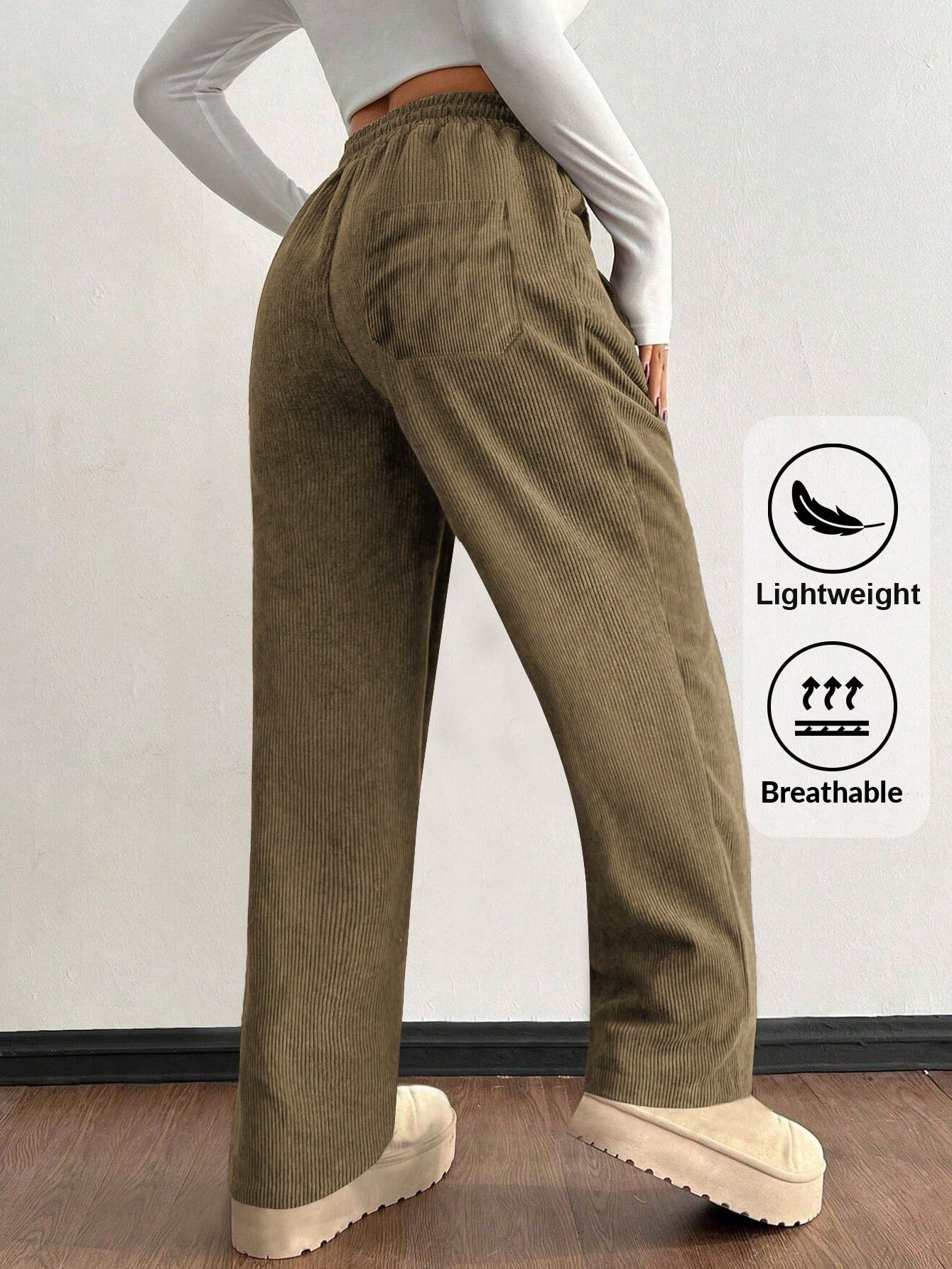 Women's Khaki Polyester Pants - product view 19
