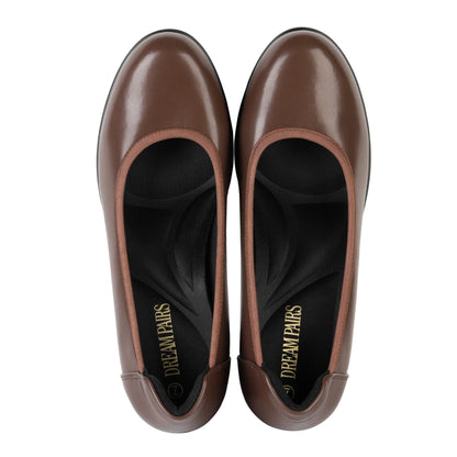 Women's Chunky Closed Toe Low Block Heels Work Pumps Comfortable Round Toe Dress Wedding Shoes Women's Chunky Heel Pumps - Non-Slip TPR Sole Dress Shoes