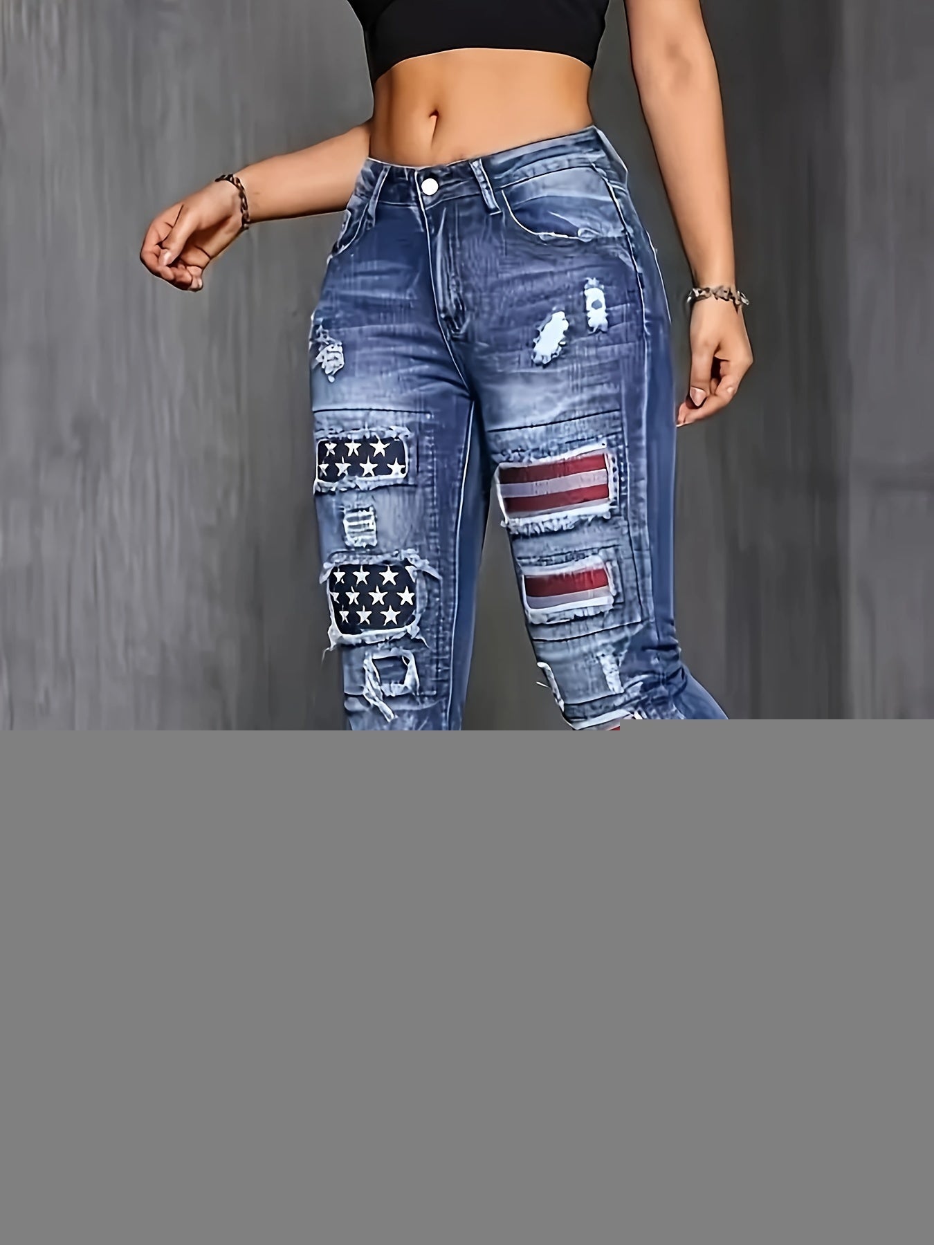 Women's Embroidered Ripped Straight-Leg Jeans