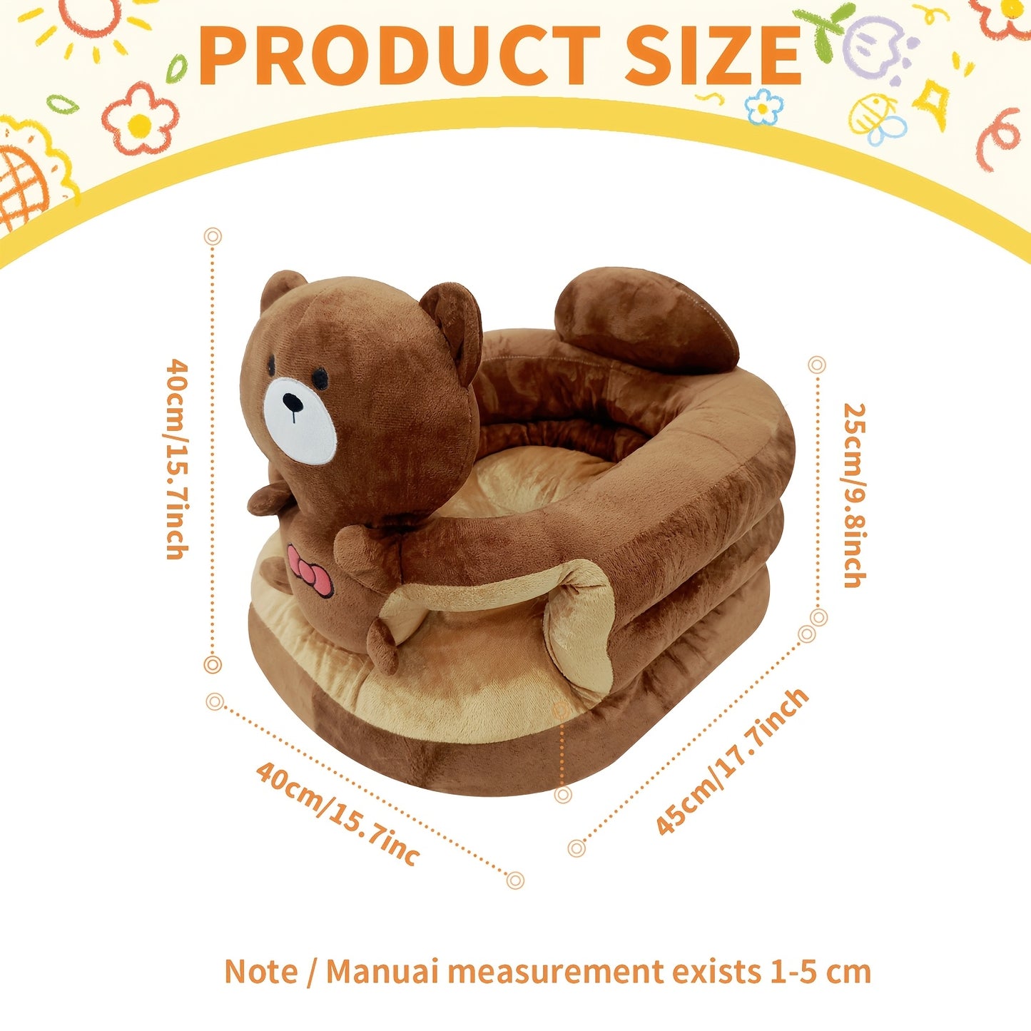 Toddler Seat |Toddler Sofa Chair | Infant Floor Seat with Back Support | Plush Toddler Sofa Chair for 6-18 Months, Ultra Soft Learning to Sit Seater, Machine Washable Portable Activity Seat for Feeding & Playtime