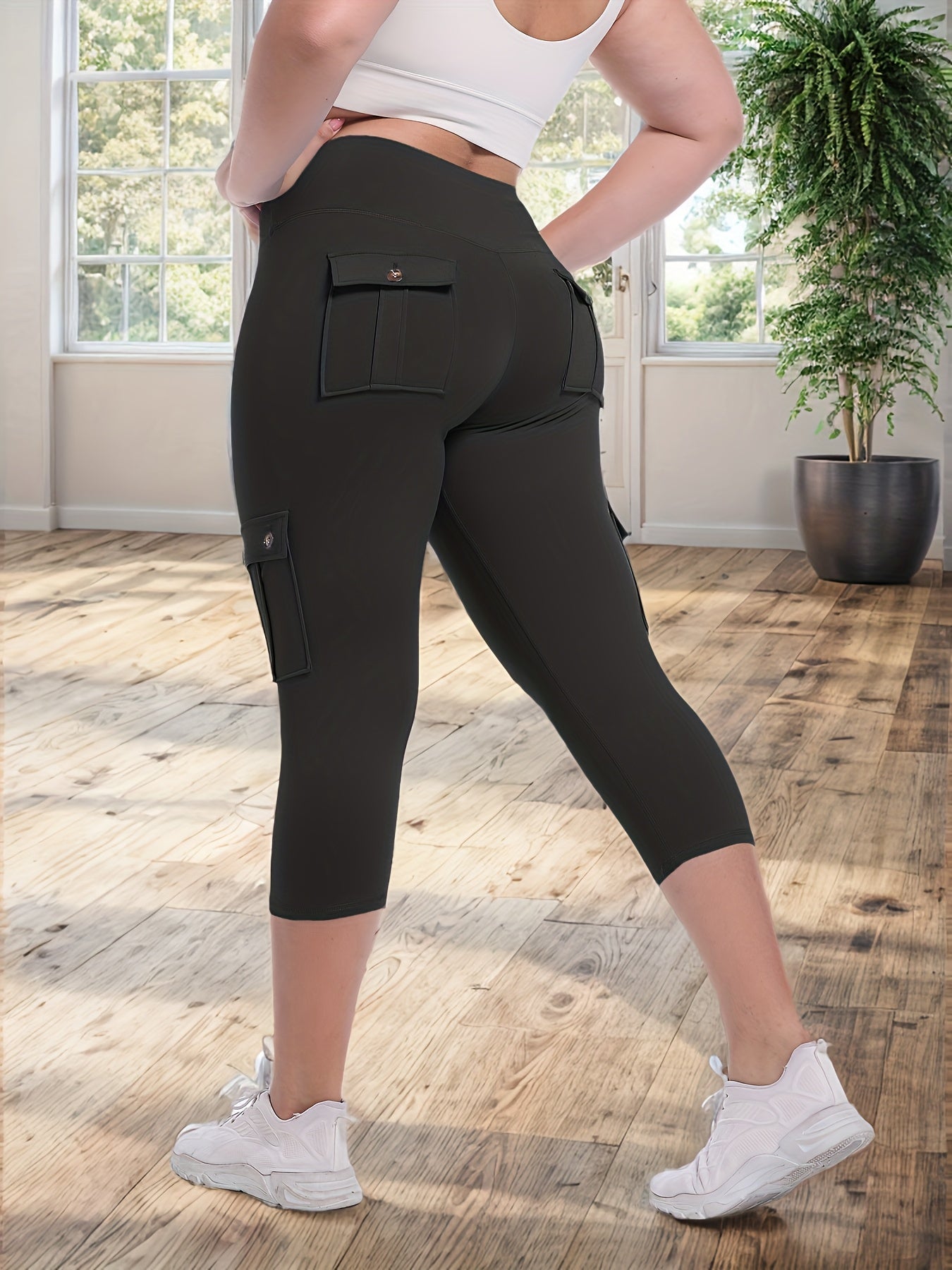 2pcs-Black & Pink High-Waist Leggings - product view 9