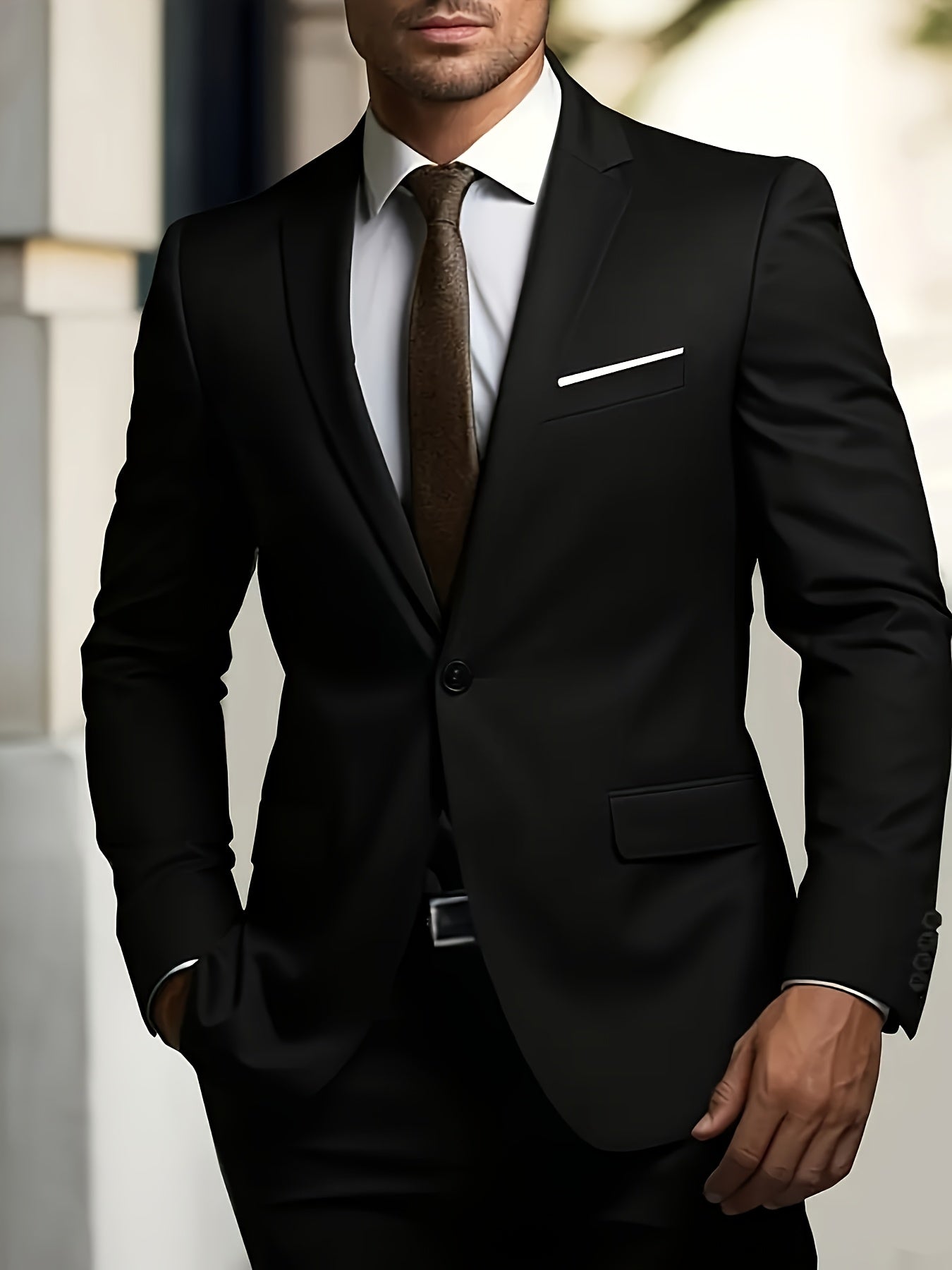 2pcs Men's Suit Fashion Outfit - Jacket, Trousers - Elegant for Business and Casual Wear, Suitable for Banquets and Parties.