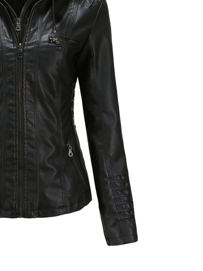 Women'S Jacket Motorcycle Jacket for Riders with Removable Hood