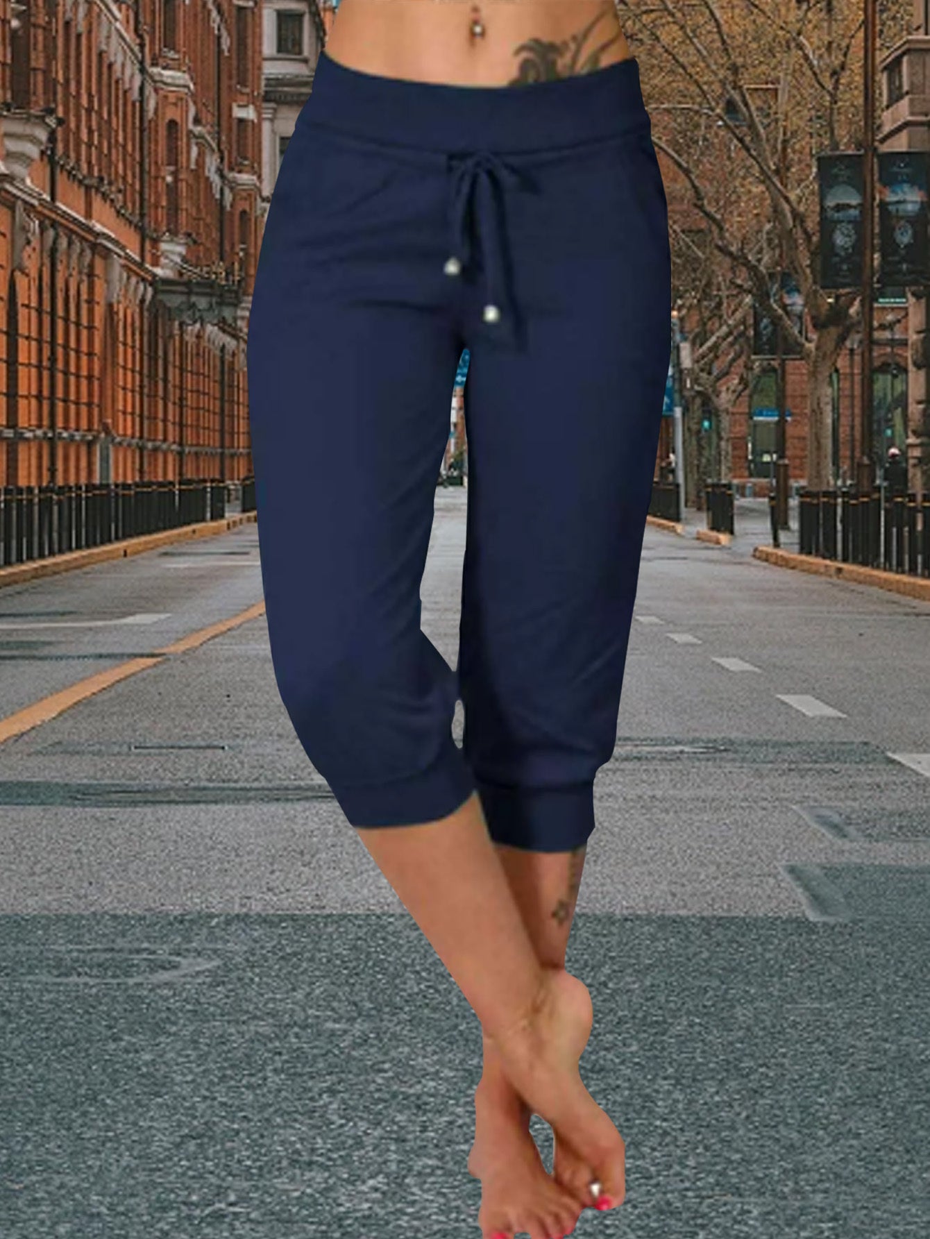 FOEIERAA 3-Pack Ladies' Slim Fit Joggers - High-Waisted, 7/ 8 Length With Drawstring Pockets - Great For Fitness, Errands & Loungewear