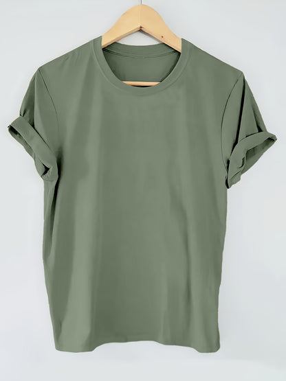 3pcs Pack Solid Color 100% T-Shirt, Summer And Spring Short Sleeve Crew Neck Casual Top, Women'S Clothing