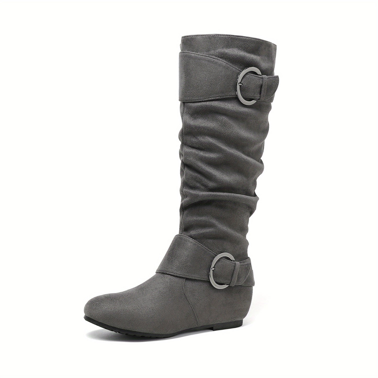 Women'S Knee-High Boots with Hidden Wedge Heel - Slip-resistant TPR Sole, Side Zipper Closure, Cushioned Insole - Winter Boots for Everyday & Formal Events - Black Boots (Easy On/Off), Seasonal Footwear, Sleek Design, Durable Construction, Office Wear